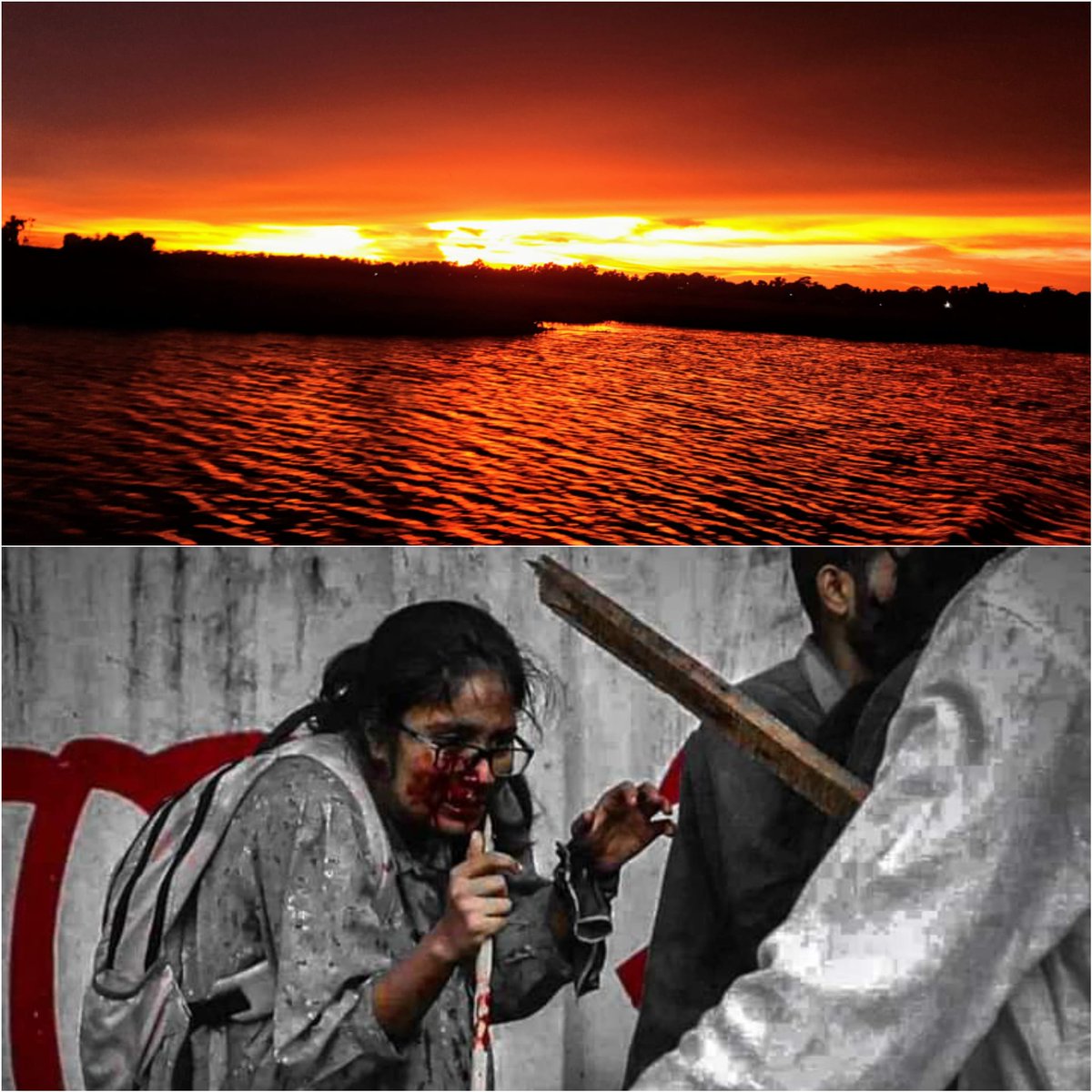 kamrulxmaruf's tweet photo. The sky today is not aesthetic anymore. It’s taken a bath of blood.
#Save_Bangladeshi_students
#DhakaUniversityUnderAttack #QuotaReformMovementUse
#QuotaMovement
#StudentProtest https://t.co/UzmiI21nYr