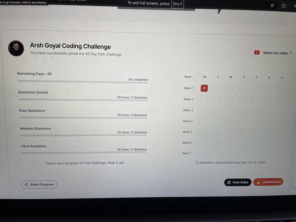 Participating in 45 days DSA challenge by Arsh Goyal.
#CrackYourInternship #CrackYourPlacement