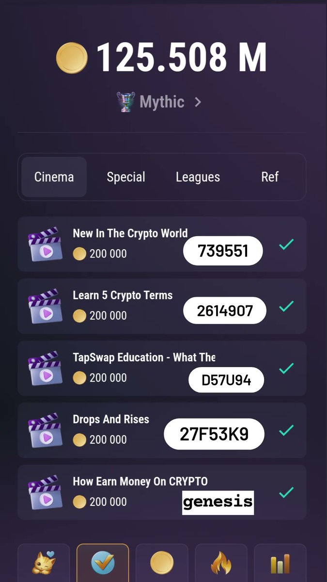 Kriptoakd_tr's tweet photo. Postun postuna güncelleme geçiyorum tapswapın hızına yetişemiyorum son gelen iki şifreyi de ekliyor ve tüm şifreler eksiksiz girilmiş oluyor  airdrop geliyor ona göre pixelverse gibi son güne bırakmayın herşeyi pixelde ekran görüntüsü bile alınmış olabilir bunda da öyle olmasın.

BİR MÜJDE DAHA TAPSWAP AİRDROP GELİYOR YOUTUBE TÜM KODLAR AŞAĞIDA EKSİKLERİ TAMAMLAYIN 👨‍💻
Emeğe saygı bir rt beğeni yorum yapın tüm kazançları zaten gene size dağıtıyorum tek kazancım burda etkileşim 

⭐Gelmiş geçmiş tüm Tapswap YouTube kodları güncellenmiş hali eksik yok.
Video isimlerine tıklayıp bakın hangisi olduğunu bulduktan sonra kopyala yapıştır yapın
Video 1 ➡️ 739002
Video 2 ➡️5
Video 3 ➡️548719
Video 4 ➡️Herhangi bir şifre yok, sadece video izleme görevi var.
Video 5 ➡️030072 (görevi aktifleştir, 15dk sonra girip kodu yaz)
Video 6➡️ 739551 (görevi aktifleştir, 15dk sonra girip kodu yaz)
Video 7➡️ 2614907 (görevi aktifleştir, 15dk sonra girip kodu yaz)
Video 8 ➡️ D57U94 (what the bitcoin is isimli görev)
Video 9➡️ genesis (how earn money görevi)
Video 10 ➡️ 27F53K9 (drops and rises)
Video 11 ➡️ encryption  (5 ways to make money)

Video 12 ➡️ 4D80N74 (Memes and cryptocurrencies)

Video 13 ➡️TRIBALISM (Get started in crypto)

Video 14 ➡️ ABENOMICS (8 Warren Buffet Rules)

Video 15 ➡️ G5D73H20 ( Fake News and Real News )
Video 16 ➡️(Cryptocurrency Worldwide New)
Cevap1 ➡️ 3PM71AK03X
Cevap2 ➡️delisting

Video 17 ➡️ collateral  (Learn 10 New Crypto Terms)

Video 18 ➡️ L6SE704V81 (Top 10 Crypto Billionaries)

Video 19 ➡️ fibonacci (How Cryptocurrency Works)

Video 20 ➡️F35K90V3

Video 21 ➡️ liveness

Video 22➡️ 5J6OL847G7
Ethereum ETFs isimli video

Video 23➡️RANSOMWARE
The most dangerous crypto scams isimli video
Video 24➡️ 4K7U6E10G7
Can you earn 1 bitcoin per day... : 

Video 25➡️tardigrade
What are NFTs and why they cost millions? 

Video 26➡️ 4K7U6E10G7
Can you earn 1 bitcoin per day isimli video

Video 27➡️tardigrade
What are NFTs and why they cost millions?

Video 28➡️F9L34V5A
Tapswap AMA internal: Launch Dates, Token Conversion

Video 29➡️unbanked
How Elon Musk impact on Crypto

Video 30➡️D5784VHPC377
Financial Face-Off: Bitcoin Custody

Video 31➡️infinite
7 AI Tools That WILL Make You RICH

Katılmak isteyenler için link bırakıyorum 
🔗https://t.co/evgKm4GQLO… 

#Tapswapcode #tapswaplivestream #dailycipher #dailycombo #pixelverse #Airdrop #SONDAKİA