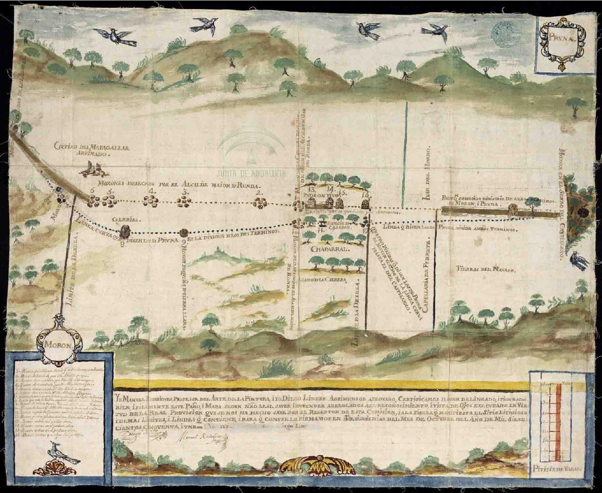 IECA_Andalucia's tweet photo. 📌#Delimitación de los términos municipales de #Morón de la Frontera y #Pruna del año 1791

En el que podemos ver la línea de división entre ambos municipios y algunos mojones

https://t.co/U8zRFwiwlk #Cartoteca https://t.co/nmImj6Fkoy