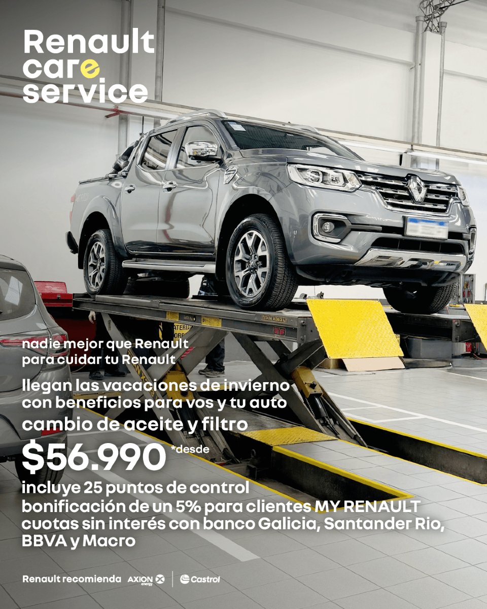 disfrutá de unas vacaciones de invierno sin preocupaciones. poné tu auto a punto con Renault Care Service