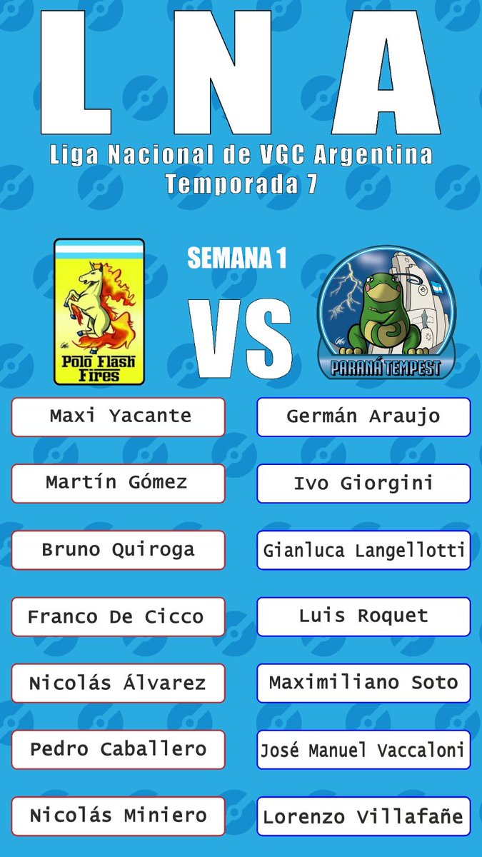 Arranca la 7° edición de la LNA con estos cruces!

Avellaneda Wild Chargers vs Mar Azul Sun Boosted
                      Polo Flash Fire vs Paraná Tempest

<a href="/OverkillFTF/">Fran</a> capitaneando los rencuajos del Paraná se enfrenta a su viejo equipo 👀