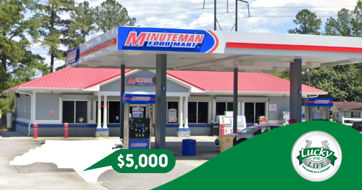 nclottery's tweet image. Another #NCLottery player took a chance in Sunday evenings #LuckyforLife draw and won $5,000! The win came when they match four white balls and the yellow Lucky Ball. They purchased their winning ticket from Minuteman Food Mart on Hwy NC 41 in #Lumberton. Nice win!