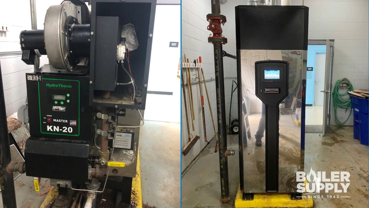 BoilerSupply's tweet photo. @BoilerSupply recently replaced a Hydrotherm hot water unit with a 1.6 Camus designed to reliably provide building heat, humidity control, and heating a heat exchanger for a swimming pool Rec Center. 

#boilersupply #boilersolutions #hydronics #boilers #hotwater https://t.co/gSoPgFsKjz