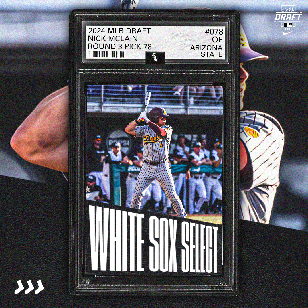 With the 78th pick in the 2024 #MLBDraft, the White Sox select OF Nick McLain from Arizona State.