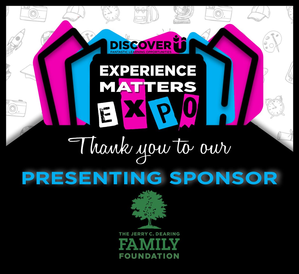 ✨We are thrilled to announce The Jerry C. Dearing Family Foundation as the Presenting Sponsor for our Experience Matters Expo on October 19th! 🎉Thank you, Jerry C. Dearing Family Foundation for all your support! Register at givebutter.com/expo. #ExperienceMatters #DiscoverU