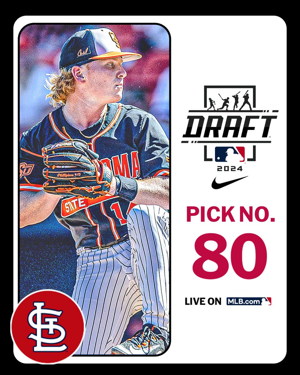 With their 3rd-round pick (No. 80 overall), the <a href="/Cardinals/">St. Louis Cardinals</a> select <a href="/OSUBaseball/">OSU Cowboy Baseball</a> right-handed pitcher Brian Holiday, No. 223 on the Top 250 Draft Prospects list.

Watch LIVE: atmlb.com/3zJ3gua