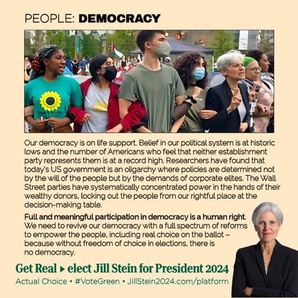 DJVeronica's tweet photo. WHY Green party?
WHY Dr Jill Stein 2024?
PLATFORM.
People, Planet, Peace, (THREAD)
NOT PROFITS (that is Corporate Capitalist DNC & RNC priority, profits over people).
Please consider the Green party platform?
Here is how we work for YOU,
Instead of corporations or billionaires: https://t.co/eKN6qX1CHq