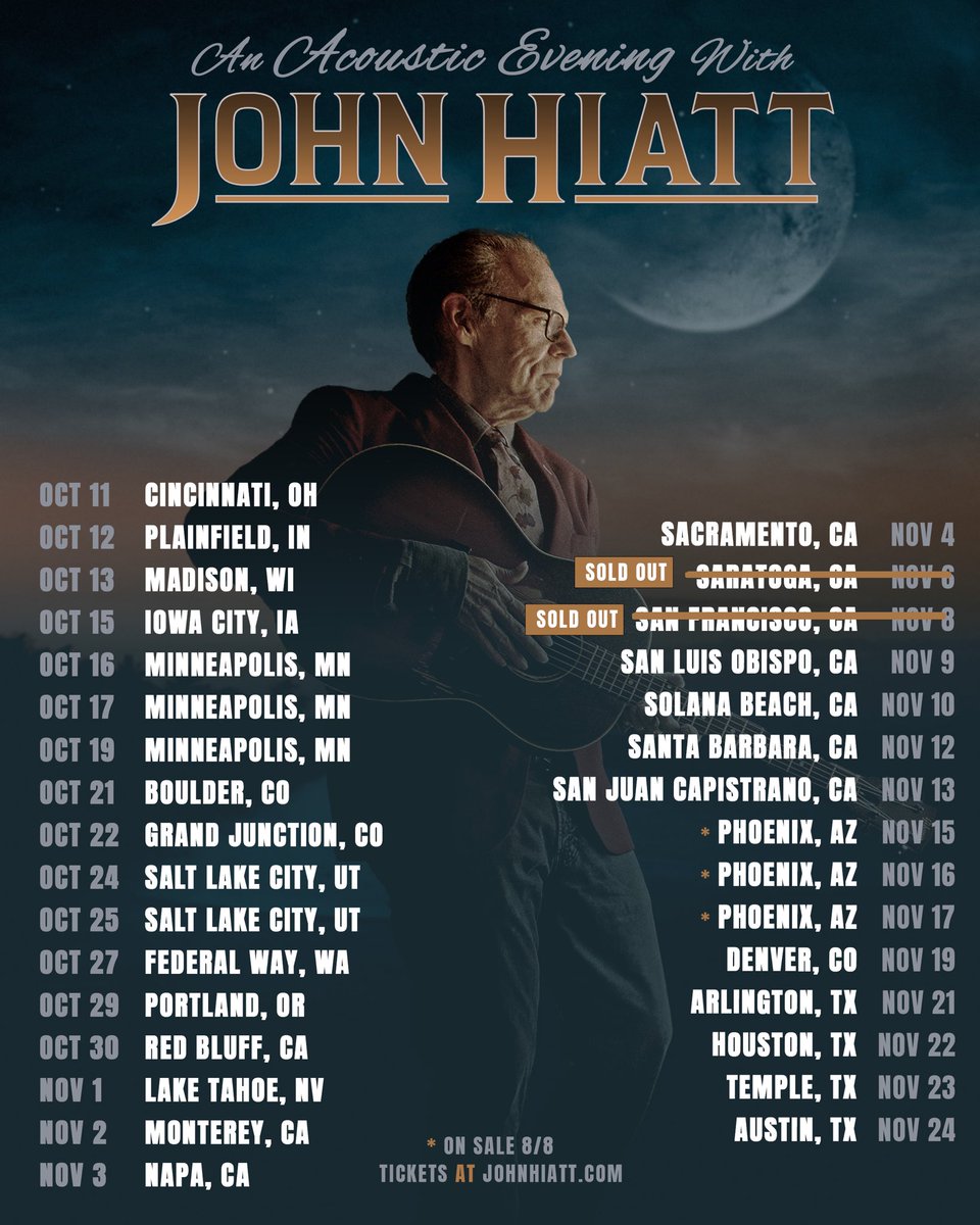 Just announced! John is making his way to Phoenix this November for 3 dates at the Musical Instrument Museum. Tickets go on sale August 8th at johnhiatt.com
