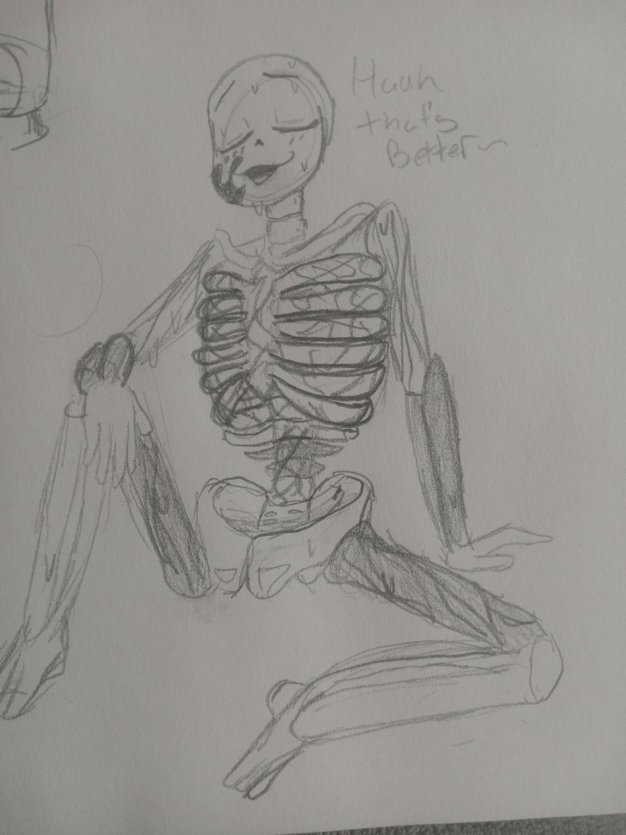 Trissy32040637's tweet photo. Decided to vent out my frustration with the summer heat with a doodle of #inksans

Uhh nakey skele warning, if bones makes you uncomfy https://t.co/lSDA3m6idA