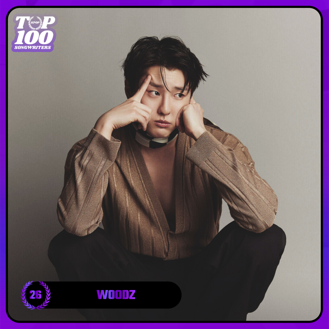 TOP100KPOP's tweet photo. TOP 100 – K-POP SONGWRITERS

#26 WOODZ

Congratulations! 🎉 https://t.co/Pqrg6EarJP