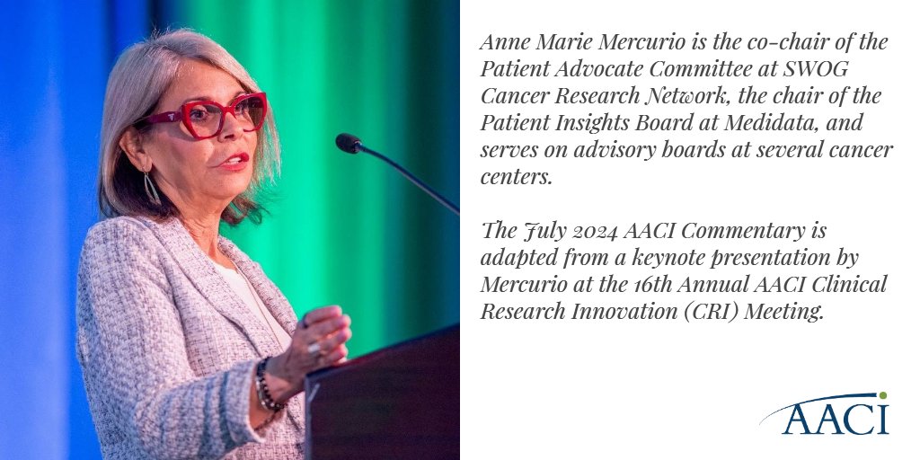 AACI_Cancer's tweet image. &quot;When you interact with a patient advocate....you&apos;ve interacted with exactly one patient advocate.&quot; - Anne Marie Mercurio. Read more insights from #CRI2024 #keynote speaker @chemobrainfog in the July 2024 #AACICommentary. aaci-cancer.org/Files/Admin/20… Photo credit: Randy Belice