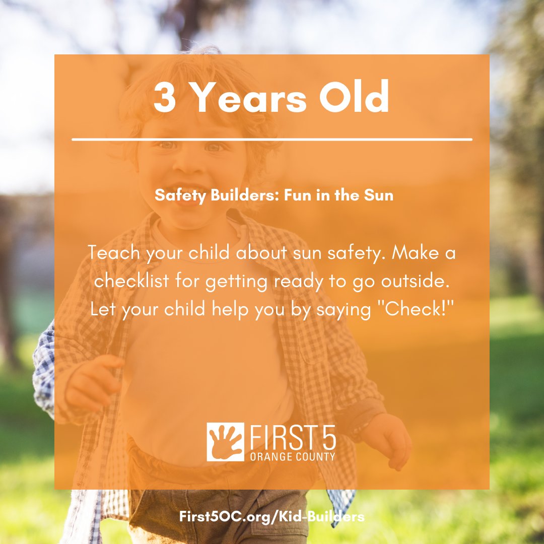 First5OC's tweet photo. In the peak of hot summer days, try out our “Fun in the Sun” Safety Builder activity to teach your child about sun safety. For more Kid Builders, visit https://t.co/b04DnXkFbL. #first5oc https://t.co/d8OL5NJzaR