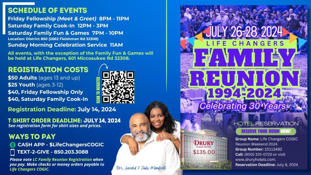 LCCOGIC's tweet photo. We are excited to invite you, all of our family and friends to join us for our 30th Anniversary Family Reunion, July 26-28, 2024! You still have time to register. We'd love to have you celebrate with us! https://t.co/Zxlw9hdl6F