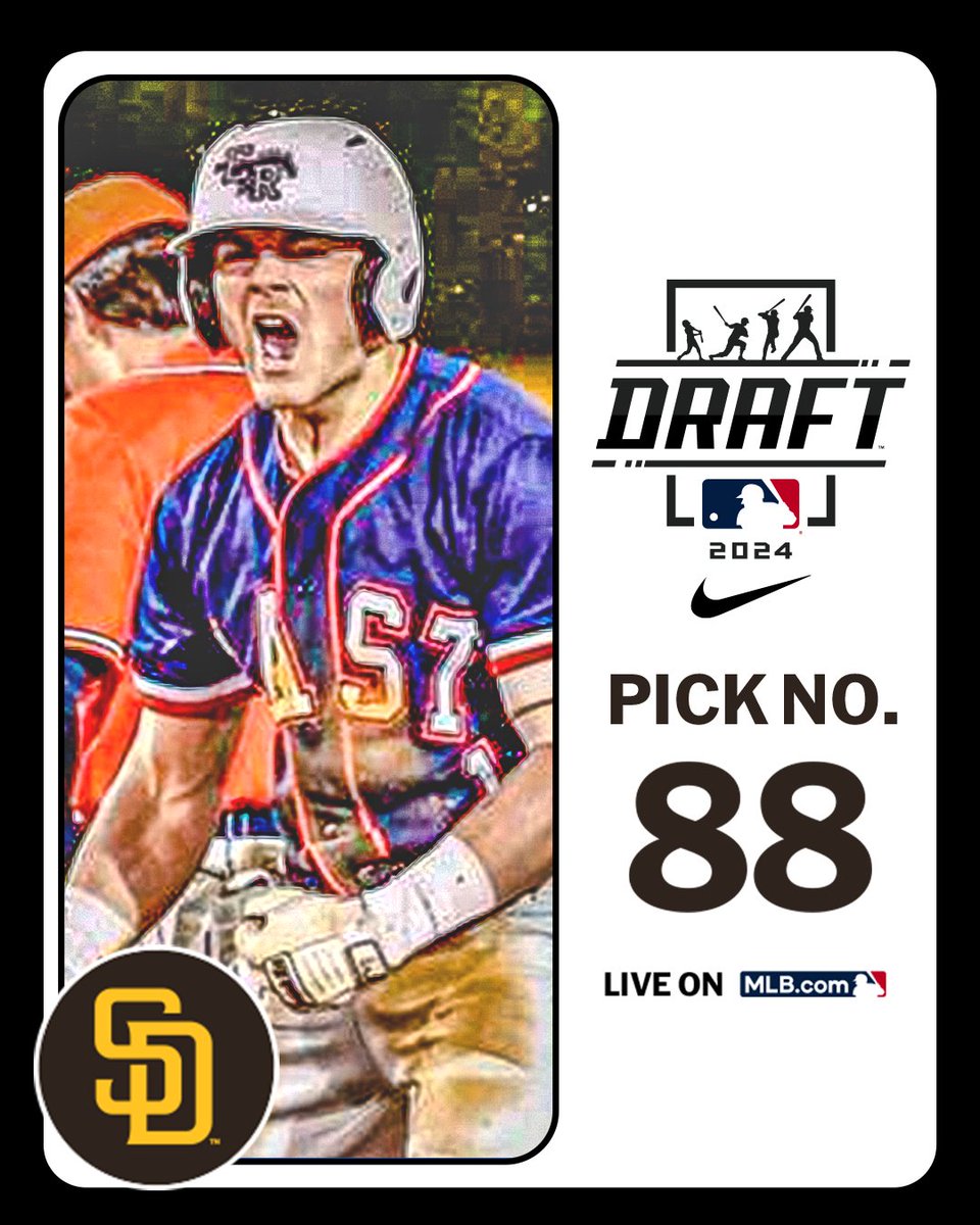 MLB Draft (@mlbdraft) on Twitter photo With their 3rd-round pick (No. 88 overall), the <a href="/Padres/">San Diego Padres</a> select East Rowan HS (NC) shortstop Cobb Hightower.
Watch LIVE: atmlb.com/3zJ3gua With their 3rd-round pick (No. 88 overall), the <a href="/Padres/">San Diego Padres</a> select East Rowan HS (NC) shortstop Cobb Hightower.
Watch LIVE: atmlb.com/3zJ3gua