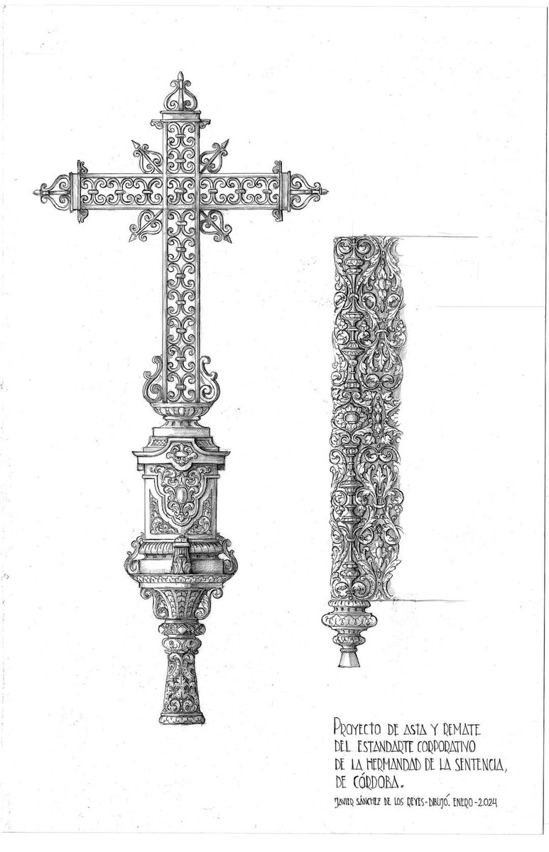 jsanchezdlreyes's tweet photo. Proyecto de estandarte, paño y remate, para la Hdad. de la Sentencia de Córdoba, que será realizado por Francisco Pérez Arté. Es de estilo barroco manteniendo cierta sobriedad. La cruz de remate está inspirada en la cruz del rastro de la capital cordobesa. https://t.co/SqY31bTh7g