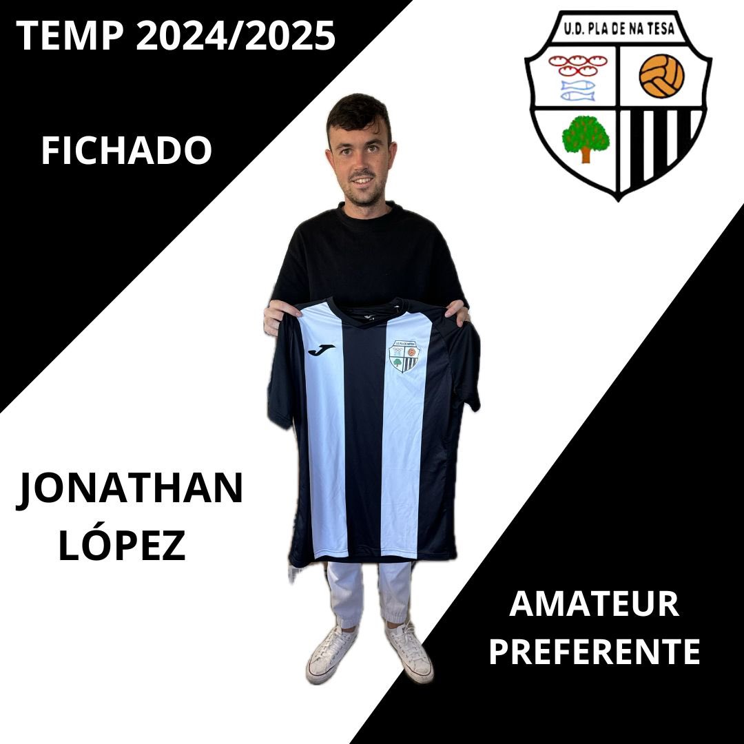🥁🥁FICHAJE🥁🥁TEM.2024/2025
Nos complace en presentar a  JONATHAN LOPEZ  como nuevo jugador del amateur preferente <a href="/u/">u</a>.d.pladenatesa 
Es un jugador muy bueno con el uno contra uno y electrico a su Vez con gran finalización .
Procedente del Son Sardina .

Vamos Pla 🤍🖤🤍🖤