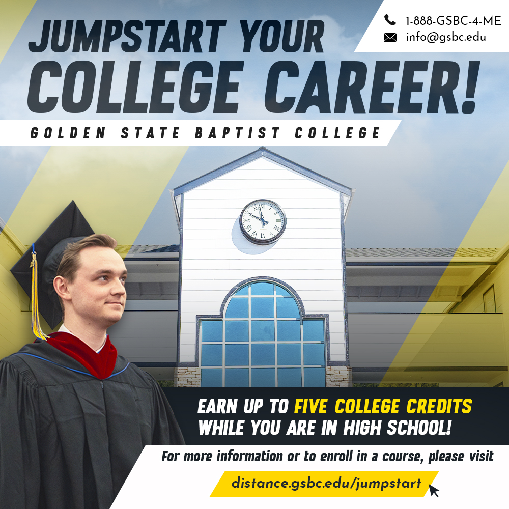 gsbc's tweet image. High school seniors can earn up to five college credits prior to their graduation through our Distance Learning program. For more information or to enroll in our College Credit Jumpstart program, visit distance.gsbc.edu/jumpstart today!