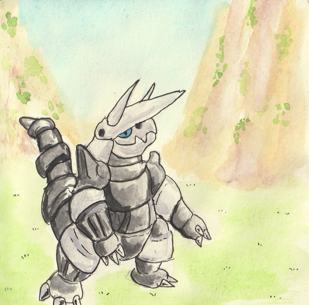 CiudadCicatriz's tweet photo. Seguimos con los pokes favoritos por generación y tipo. En tipo roca de tercera gen le toca a Aggron.
#acuarela #watercolor #pokemon #pokémon #aggron #steeltype #rocktype #ポケモン #ボスゴドラ https://t.co/EaOeRiuRHX