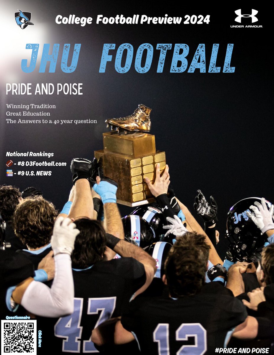 JHU_Football's tweet photo. When you are looking for the place to be, JHU will answer a lot of your questions: 
👉 Elite academics? ✅
👉 Great location? ✅ 
👉 Successful alumni? ✅
👉 Winning tradition? ✅

#PrideandPoise https://t.co/yqMUMbZ122