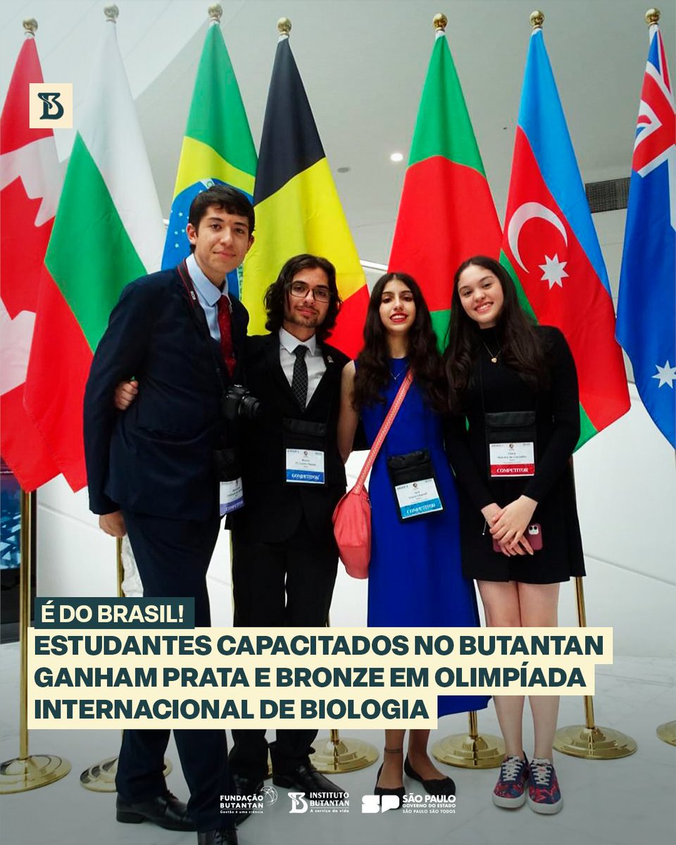 Os estudantes Alexandre de Almeida, Iara Vitarelli e Clara Carvalho, ganharam prata e bronze na Olimpíada Internacional de Biologia, no dia 1, no Cazaquistão. Esse foi o melhor resultado do Brasil entre os países Ibero-americanos. Clique para saber mais tinyurl.com/2nhhnct2