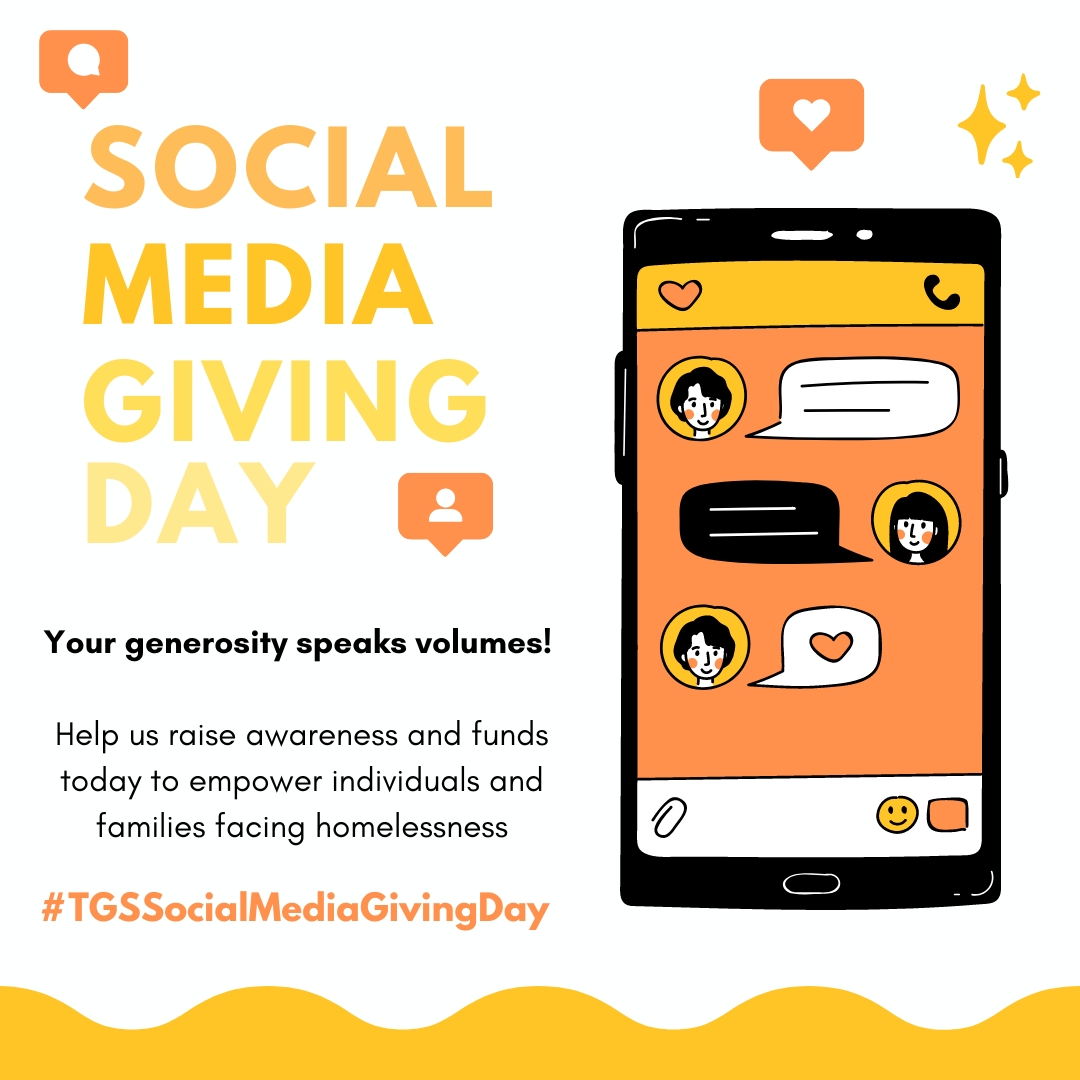 Use the power of social media to drive generosity and make a positive impact! You can help us serve our unhoused neighbors where they stand and provide essentials and educational programs that change lives. Share our mission and donate today! #TGSSocialMediaGivingDay #TheyAreUs