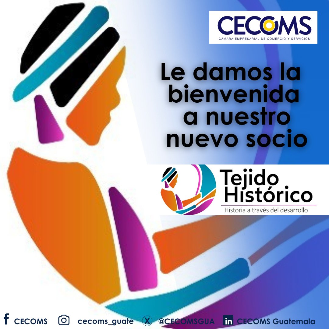 CECOMSGUA's tweet photo. Nos complace dar la bienvenida a TEJIDO HISTÓRICO como nuevo socio de CECOMS!
Una empresa guatemalteca comprometida con la sostenibilidad del nuevo siglo.
https://t.co/B3ochFVDJt
¡Bienvenidos a CECOMS, TEJIDO HISTÓRICO!
#CECOMS #Bienvenida #TejidoHistorico #DesarrolloSostenible https://t.co/stoC7pdkY1