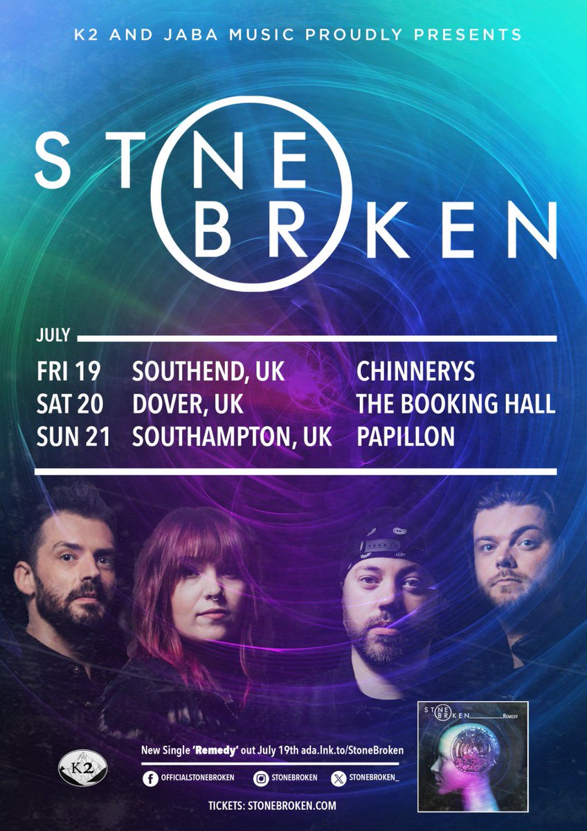 StoneBroken_'s tweet photo. Some cool things happening in Camp SB this week! Our new single ‘Remedy’ drops on Friday and we also head out on the road from Friday too 🔥
Thanks to everyone who’s pre saved Remedy and has bought a ticket to a show so far! 

We can’t wait to see all your faces!
🤘🖤 https://t.co/0sWONxrIcE