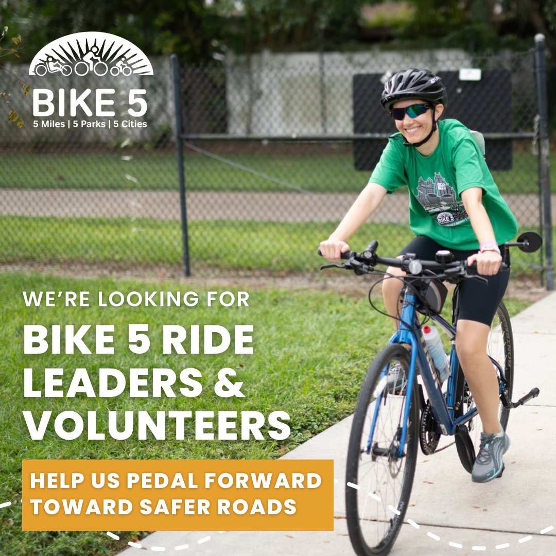 bikewalkcfl's tweet photo. We're seeking passionate ride leaders &amp; volunteers to help make this year's BIKE 5 event on 10/26/24 a blast and propel our advocacy work forward!

Your support is the cornerstone of this event's success! More information about volunteering can be found at https://t.co/PZyxK3WHkU https://t.co/PcJYMG55E8