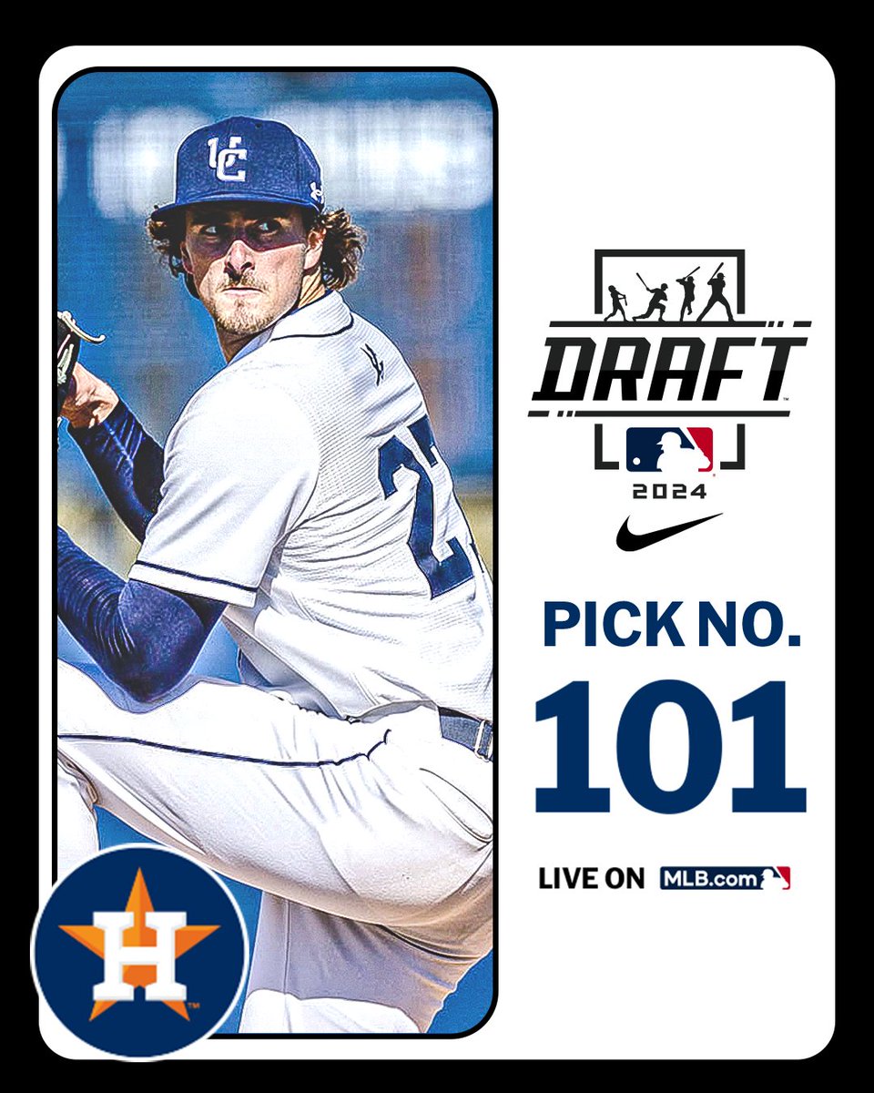 With their 3rd-round pick (No. 101 overall), the @Astros select <a href="/UCSDbsb/">UC San Diego Baseball</a> right-handed pitcher Ryan Forcucci, No. 86 on the Top 250 Draft Prospects list.

Watch LIVE: atmlb.com/3zJ3gua