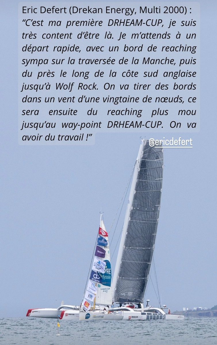 UltimBoat's tweet photo. #Ultime #MOD70 #Multi70 #DRHeamCup
Le départ de l'édition 2024 de la @DrheamCup a été donné à 16h30 de Cherbourg. Drekan Energy, le MOD70 aux mains d'Eric Defert mène la flotte des multicoques sur un parcours largement réduit.
Le tracker : https://t.co/pk9M65sC87 https://t.co/lzgDhmIdoI