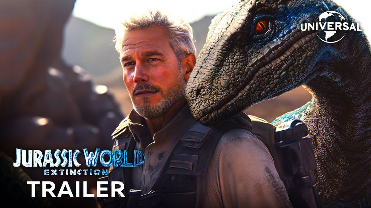 Krusty935's tweet photo. There should be a case study on awful looking AI generated Jurassic world 4 thumbnail trailers https://t.co/wkKm9SdDFO