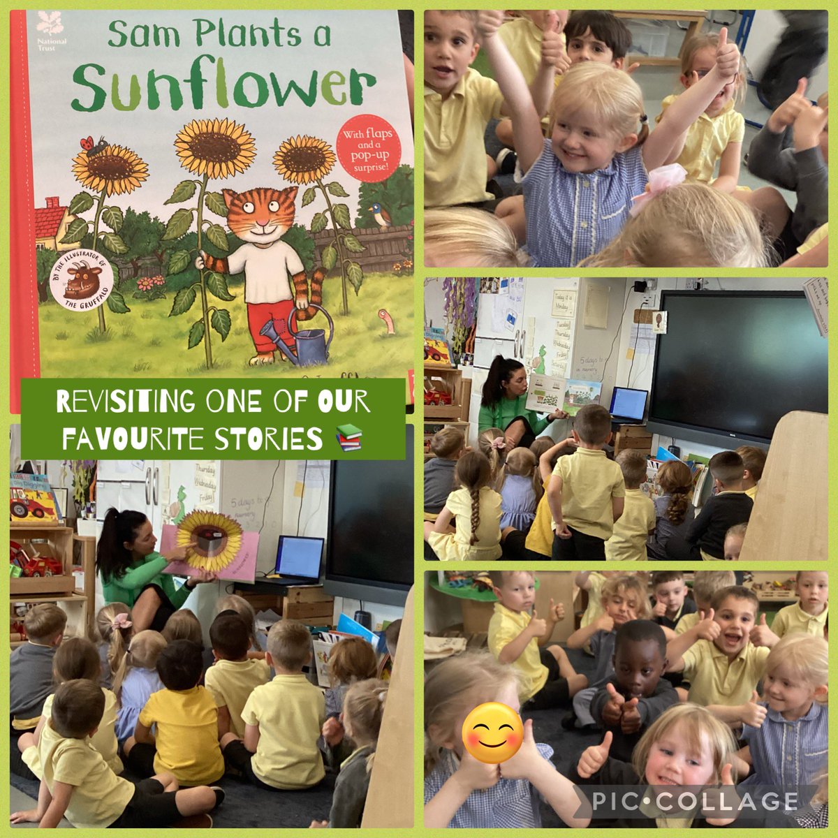 “A book is a gift you can open again and again” - Garrison Keillor 📚 
As it is our last full week as Nursery Blue, we are going to revisit some of our all time favourite books from the past year. Today we read Sam Plants a Sunflower from way back in the Spring term….