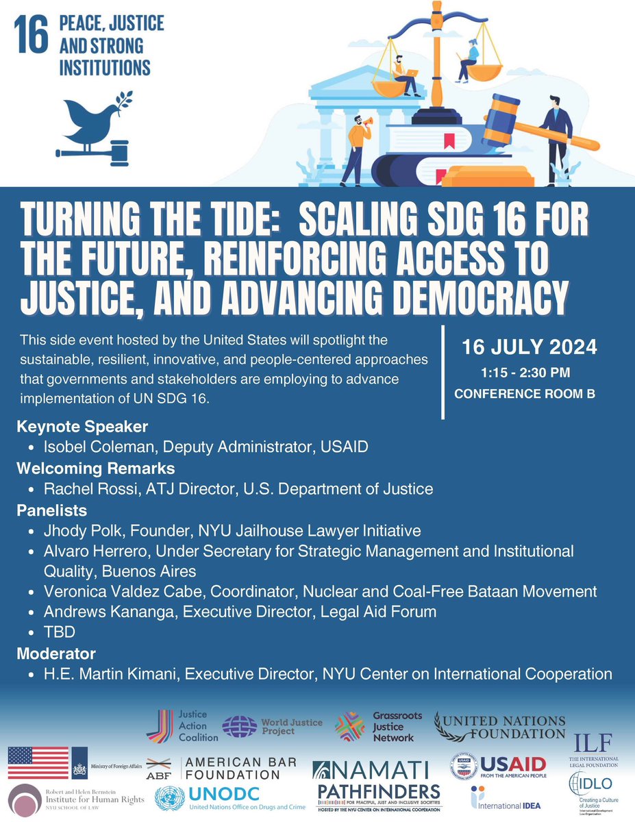 Pathfinders (@sdg16plus) on Twitter photo 📣 <a href="/nyuCIC/">NYU Center on International Cooperation (CIC)</a>’s Executive Director <a href="/AmbMKimani/">Martin Kimani</a> will be moderating the pivotal side event hosted by the United States 🇺🇸 at the 2024 High-Level Political Forum (#HLPF2024), “Turning the Tide: Scaling SDG 16 for the Future, Reinforcing Access to Justice, and Advancing Democracy.”
🎯 📣 <a href="/nyuCIC/">NYU Center on International Cooperation (CIC)</a>’s Executive Director <a href="/AmbMKimani/">Martin Kimani</a> will be moderating the pivotal side event hosted by the United States 🇺🇸 at the 2024 High-Level Political Forum (#HLPF2024), “Turning the Tide: Scaling SDG 16 for the Future, Reinforcing Access to Justice, and Advancing Democracy.”
🎯