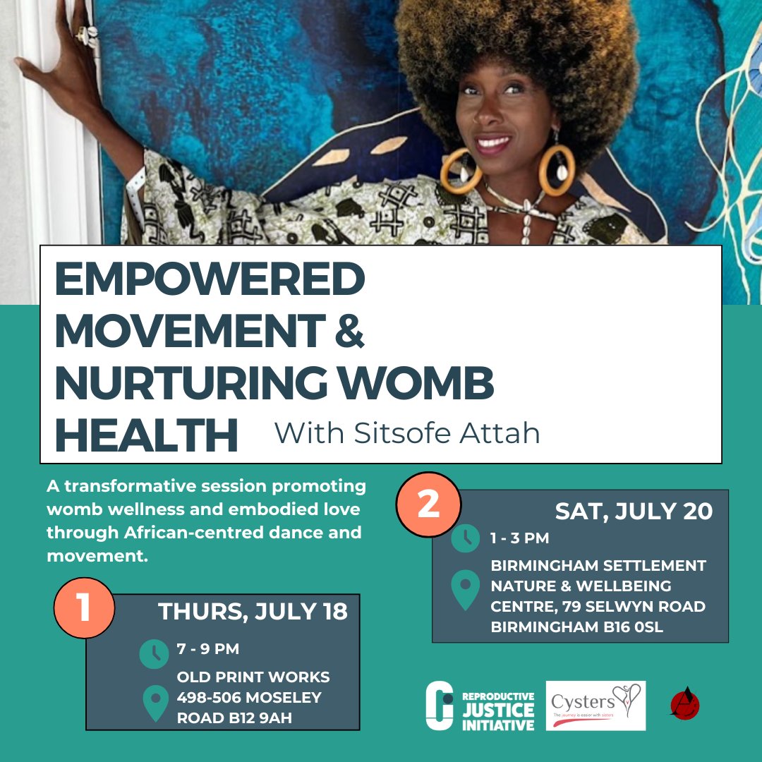 ICYMI: We have two amazing events coming up👇🏾The nearest is July 18th, and tickets are going quick!

Join Sitsofe Attah, a wellness guide, for a transformative session dedicated to promoting womb wellness and embodied love through African-centred dance and movement💃🏾