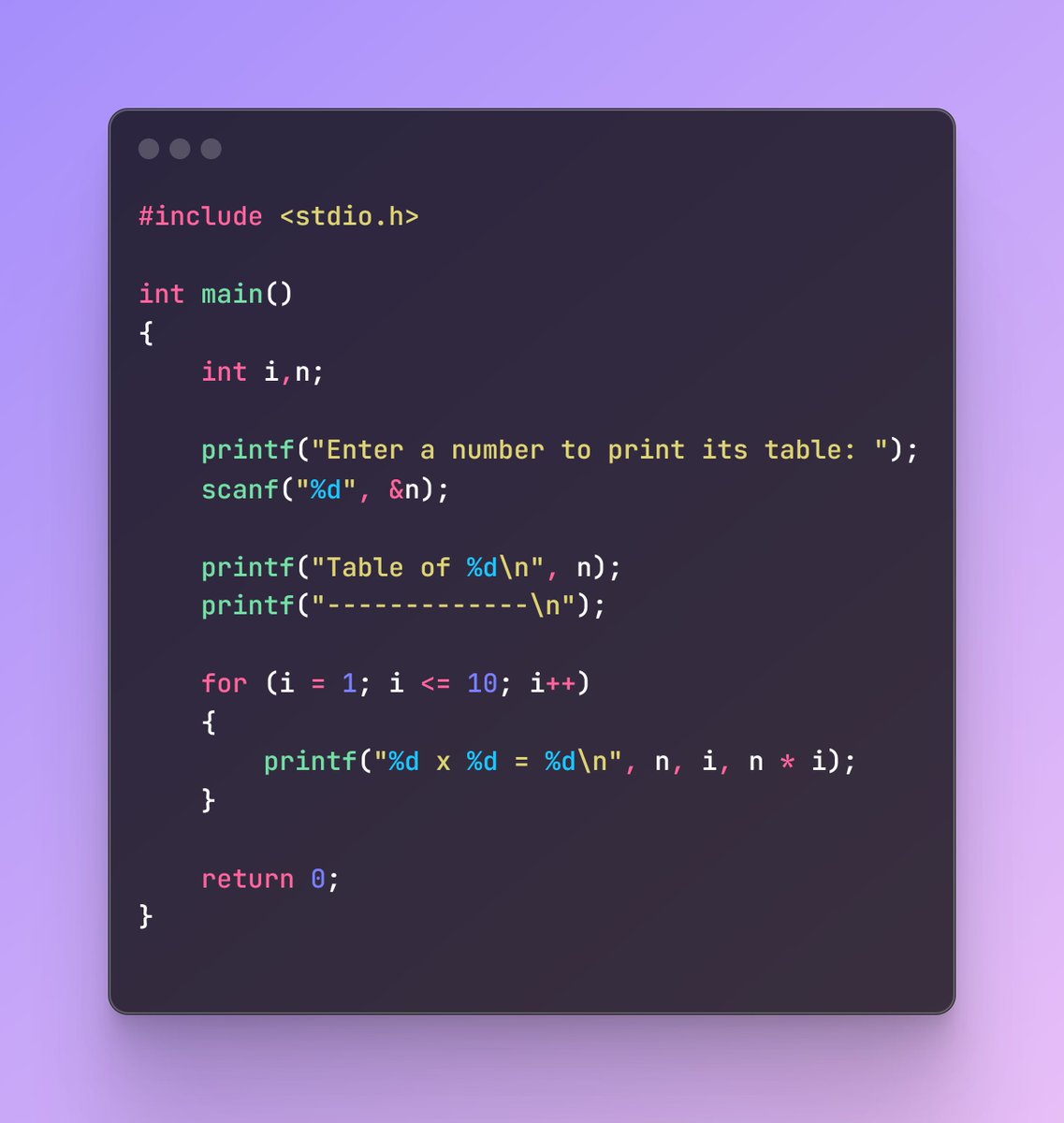 saransh_dutta's tweet image. Today's coding challenge: Print the table of n and the square of n! 📊Isn’t difficult, but it's great for understanding loops and basic arithmetic in C. Here’s the code snippet. Ready to tackle it? Share your results! #CodingJourney #CodeLife #CodingQuestion #TeenTech #CLanguage