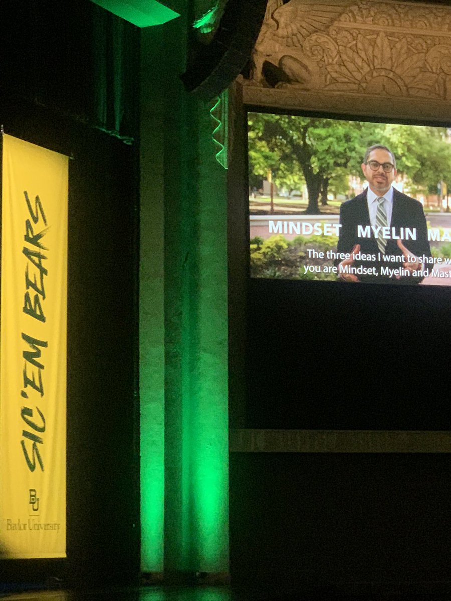 Importance of growth mindset, embracing challenges, myelin (brain signals traveling faster and stronger), and talent mastery (including study skills) <a href="/BaylorSOE/">Baylor University's Moody School of Education</a> Dr. <a href="/RishiRSriram/">Rishi Sriram</a> shares insights with incoming <a href="/Baylor/">Baylor University</a> students #SicEm 🐻 🔥 📚 #BeTheLight