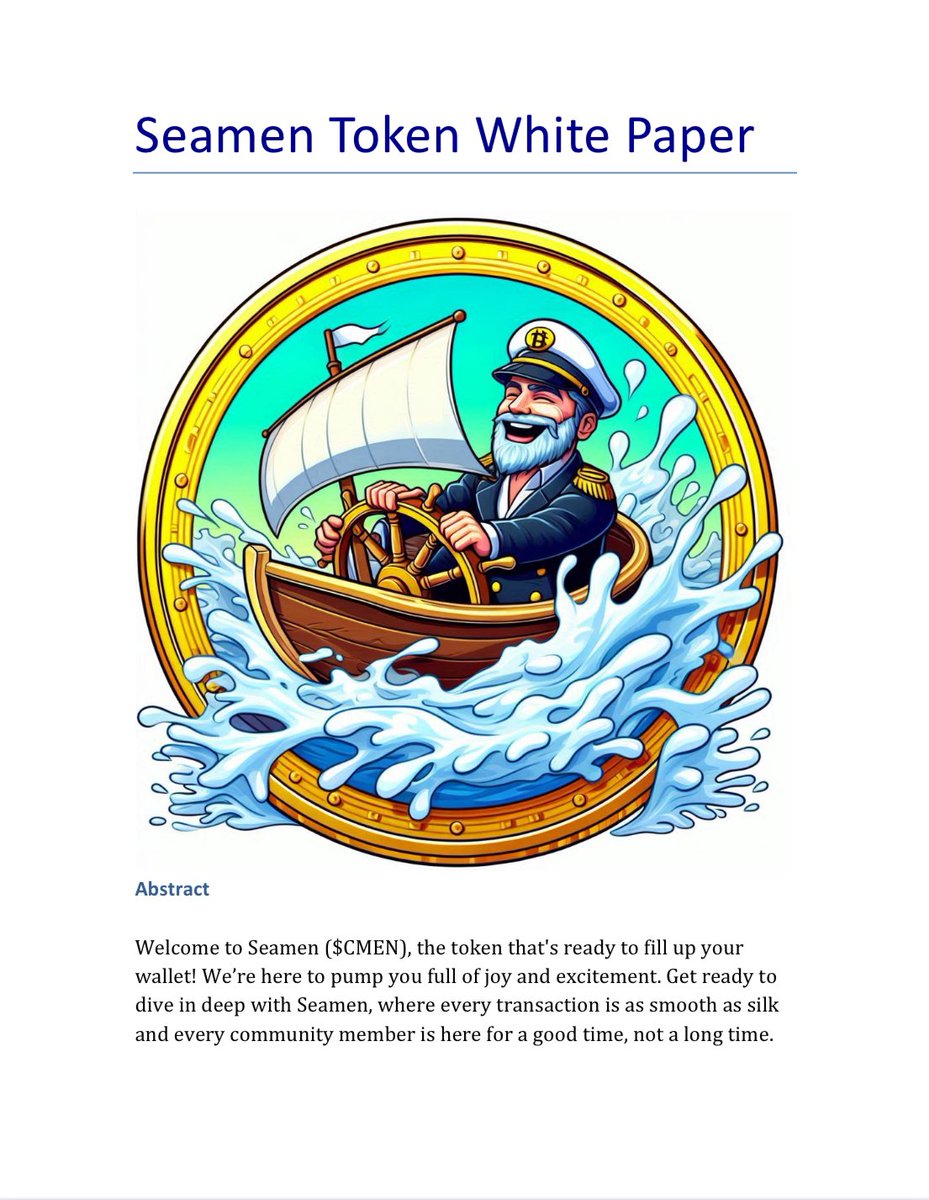 seamencoin's tweet photo. Check out our whitepaper ⬇️
#buy #cmen #coin #crypto #seamen #token https://t.co/Thft8zywBP