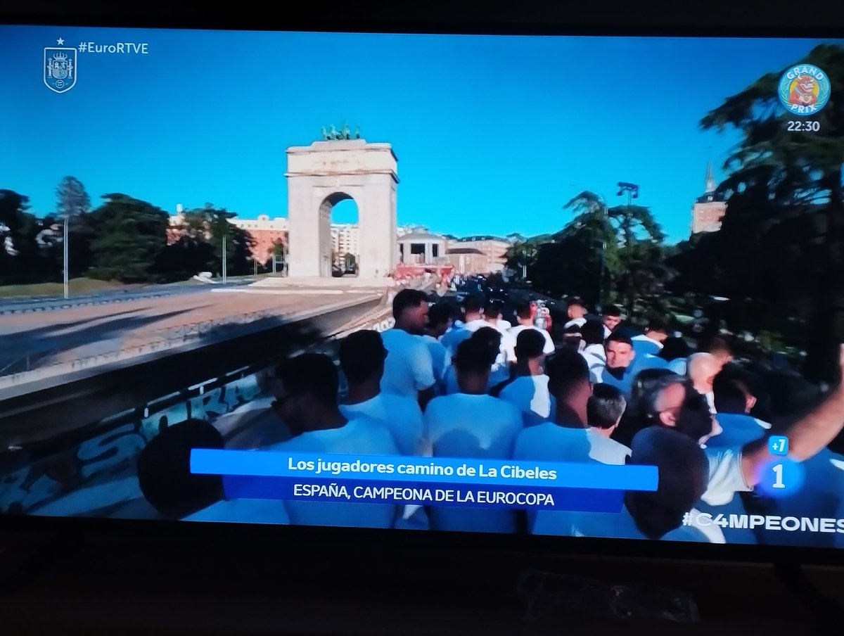 ARMH_Memoria's tweet image. La selección de fútbol de un país democrático celebra la copa de Europa junto al arco que todavía en  2024 conmemora la victoria de Franco, Hitler y Mussolini, la construcción de una terrible dictadura y el sufrimiento de sus millones de víctimas. #VamosEspaña #FranquismoNuncaMás