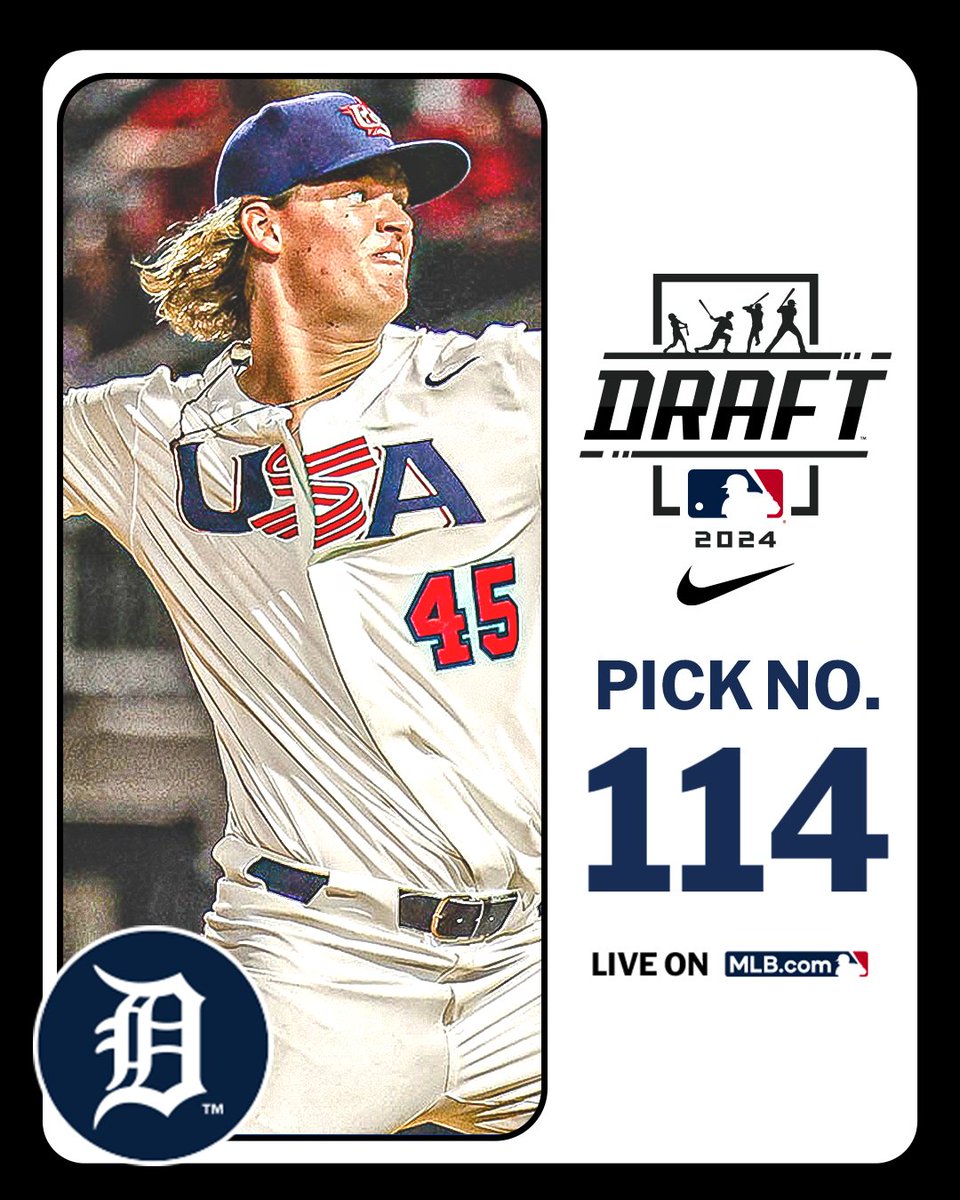MLB Draft (@mlbdraft) on Twitter photo With their 4th-round pick (No. 114 overall), the @Tigers select <a href="/WakeBaseball/">Wake Forest Baseball</a> right-handed pitcher Michael Massey, No. 109 on the Top 250 Draft Prospects list.
Watch LIVE: atmlb.com/3zJ3gua With their 4th-round pick (No. 114 overall), the @Tigers select <a href="/WakeBaseball/">Wake Forest Baseball</a> right-handed pitcher Michael Massey, No. 109 on the Top 250 Draft Prospects list.
Watch LIVE: atmlb.com/3zJ3gua