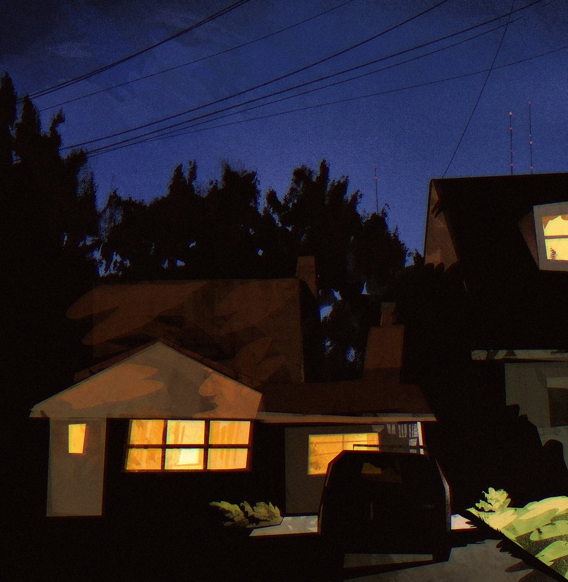 andewitt_art's tweet photo. my favorite thing to draw: boring suburban houses at night https://t.co/o4oE6g02EL