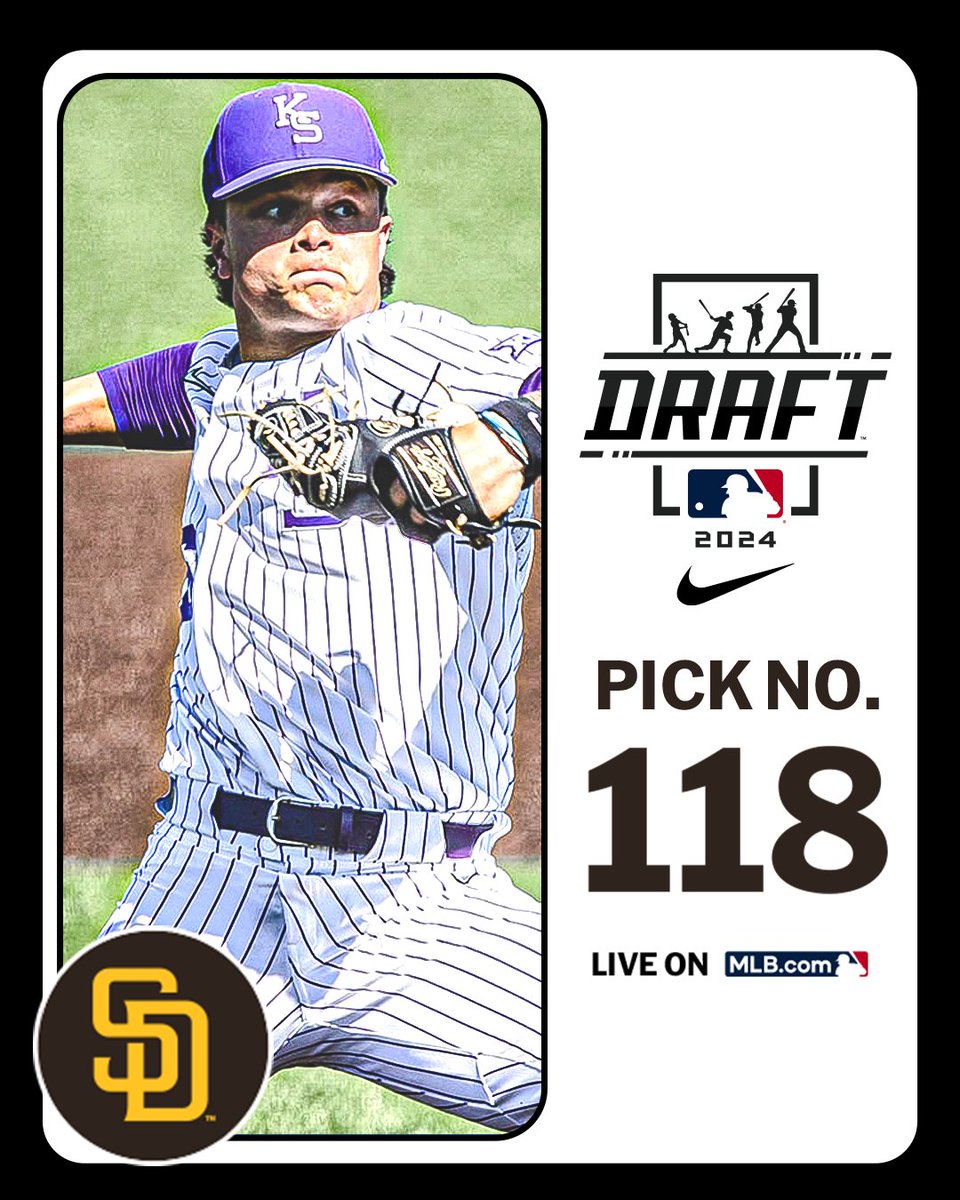 MLB Draft (@mlbdraft) on Twitter photo With their 4th-round pick (No. 118 overall), the <a href="/Padres/">San Diego Padres</a> select <a href="/KStateBSB/">K-State Baseball</a> right-handed pitcher Tyson Neighbors, No. 95 on the Top 250 Draft Prospects list.
Watch LIVE: atmlb.com/3zJ3gua With their 4th-round pick (No. 118 overall), the <a href="/Padres/">San Diego Padres</a> select <a href="/KStateBSB/">K-State Baseball</a> right-handed pitcher Tyson Neighbors, No. 95 on the Top 250 Draft Prospects list.
Watch LIVE: atmlb.com/3zJ3gua