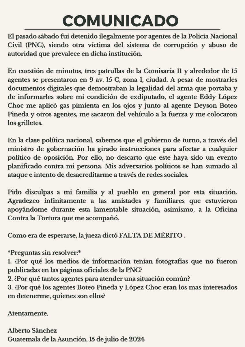 A la opinión pública hago saber: