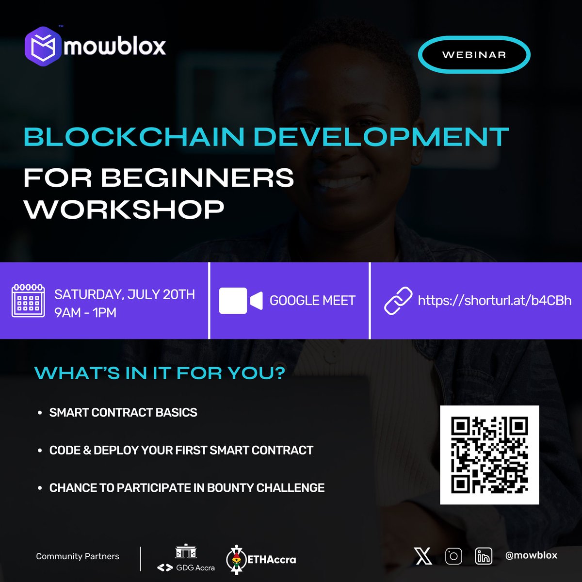 devtrak's tweet photo. *Ready to build on the Blockchain?* 🧱🔗

Get hands-on experience as you learn to code &amp; deploy your first smart contract for FREE 🧑‍💻👩‍💻

🗓️Date: Saturday, 20th July, 2024
⏰Time: 9am - 1pm

🔗Register here: https://t.co/LSjiPmS6rK https://t.co/51hwaHFBUW