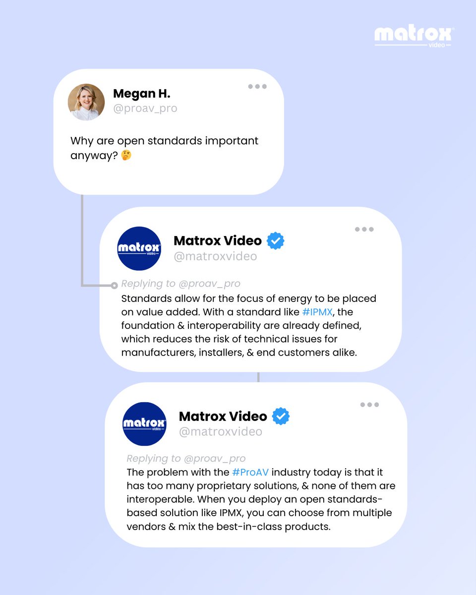 MatroxVideo's tweet photo. Have #IPMX questions?

We've got answers. ✅

Check out our guide for further info: https://t.co/c1v3hLF5O5 https://t.co/IQA4sgdBem