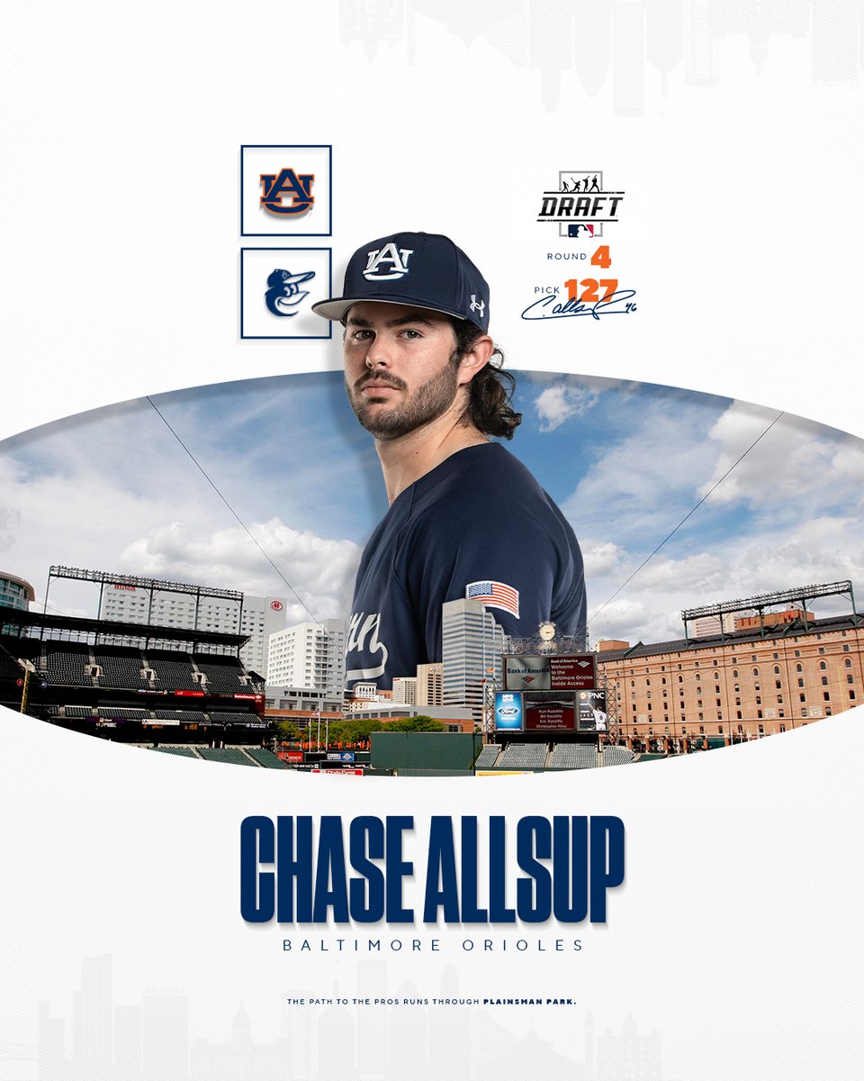 Auburn Baseball (@auburnbaseball) on Twitter photo A big arm is heading to Birdland! 💪
<a href="/chase_allsup5/">Chase Allsup</a> is the newest member of the <a href="/Orioles/">Baltimore Orioles</a>!
#WarEagle | #AuburnMade A big arm is heading to Birdland! 💪
<a href="/chase_allsup5/">Chase Allsup</a> is the newest member of the <a href="/Orioles/">Baltimore Orioles</a>!
#WarEagle | #AuburnMade