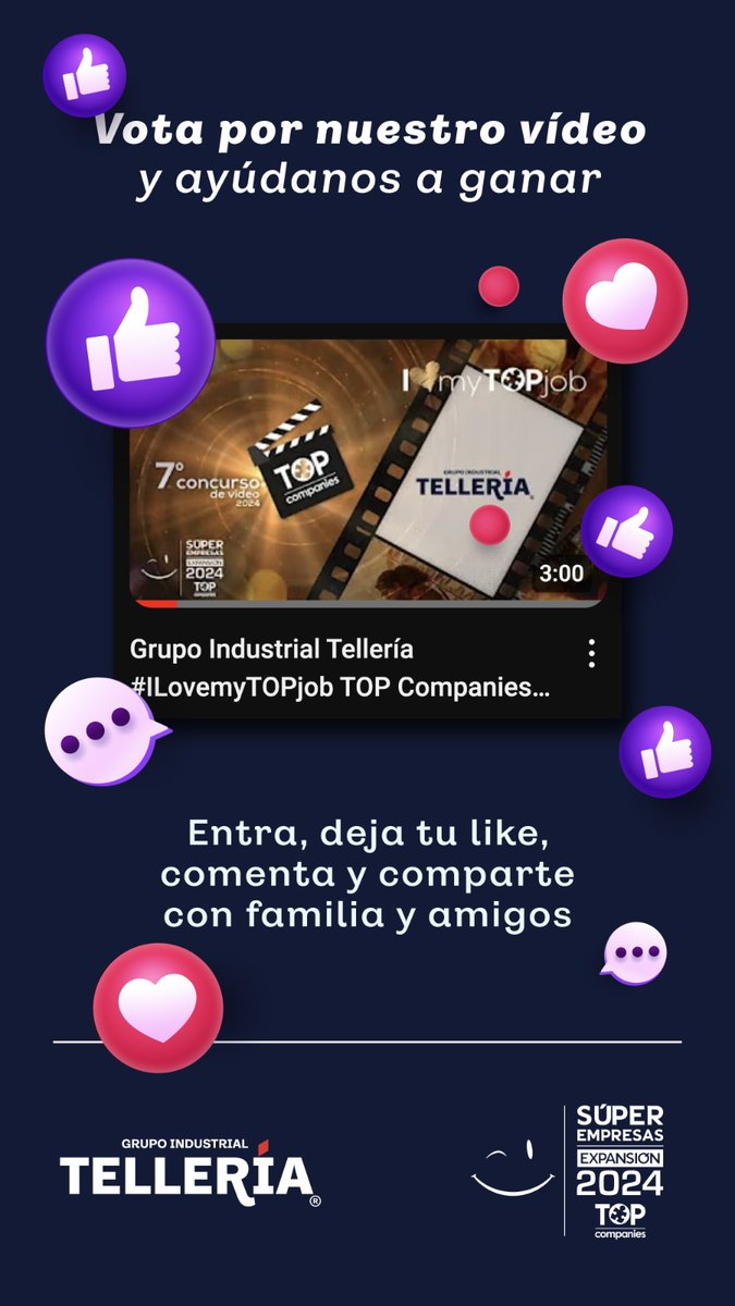 SYCSA's tweet photo. ¡Participamos en el Séptimo Concurso de Video 2024 de Top Companies!

YouTube: https://t.co/hrX9RfnsTr

Instagram. https://t.co/qBbxYMHuyU

TikTok. https://t.co/elnUSOaMJl

Facebook:https://t.co/OobyfksLc4
#TopCompanies #SuperEmpresas #GrupoIndustrialTellería #SYCSA #TRANSTELL https://t.co/yuhz3mM8Lv