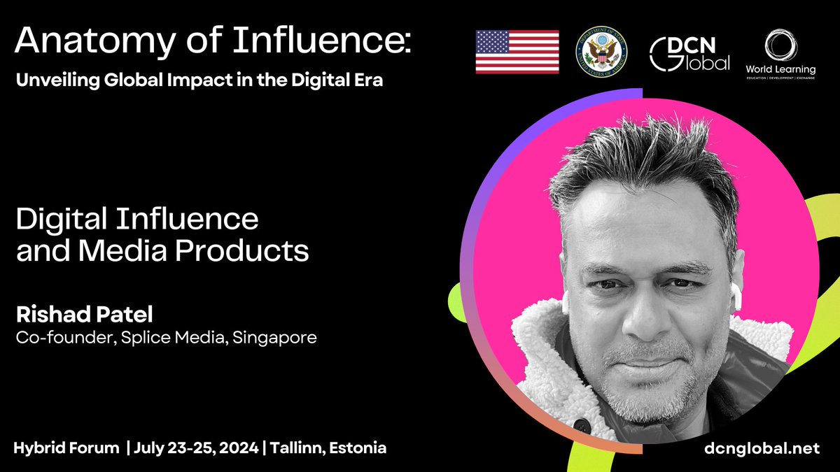 Join us at the DCN "Anatomy of Influence" Hybrid Forum with Rishad Patel, Co-Founder of Splice Media.

Join virtually: bit.ly/AnatomyOfInflu…

#AnatomyOfInfluence #DCNGlobal