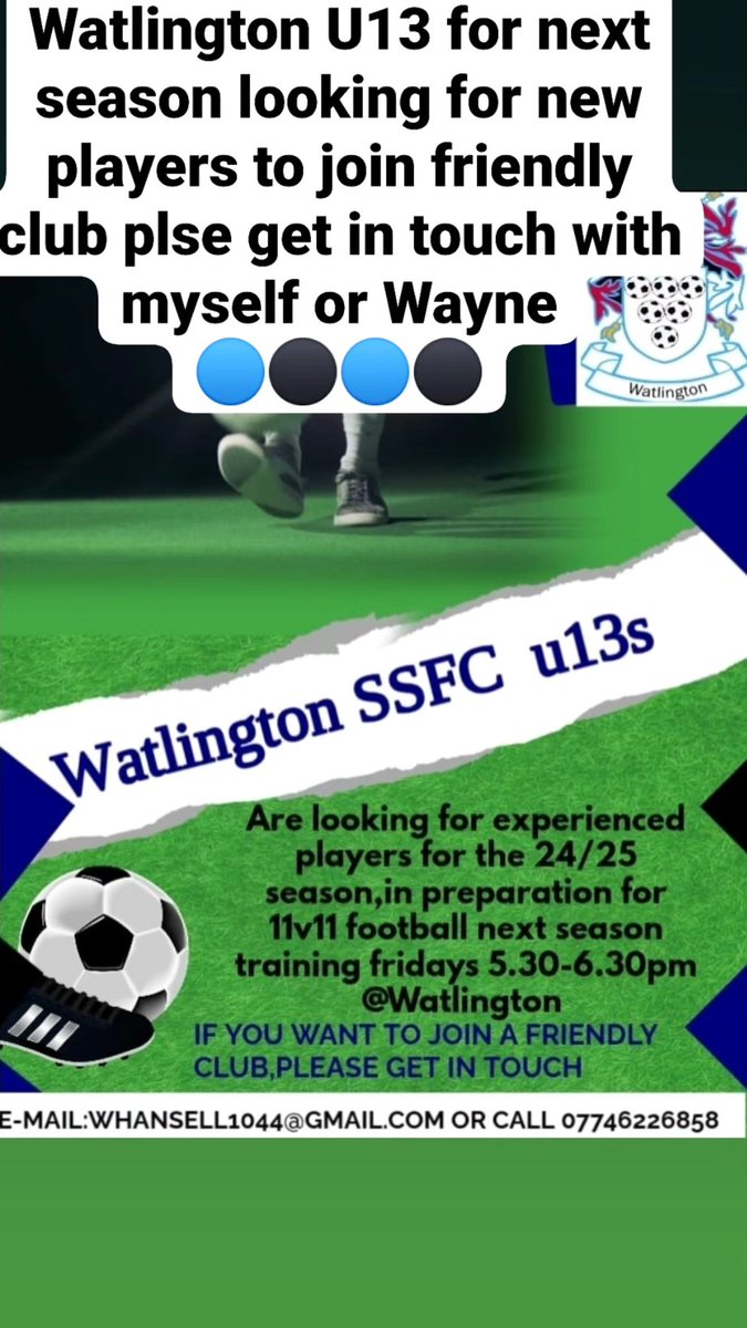 Banham1980's tweet photo. We still on look out for new players for this upcoming season U13 we training this Friday at stowbridge 5.30 till 6.45 🔵⚫️🔵⚫️ https://t.co/gzc0Ur8SUU