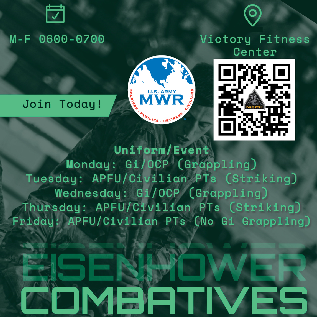 FtGordonMWR's tweet image. 🤼Interested in Combatives? Free classes are being offered through the 707th MI BN's SSG Teal &amp;amp; CPT Walsh.

For more information, please contact SSG Teal at travis.w.teal.mil@army.mil.

#EisenhowerMWR #Combatives #EisenhowerCombatives